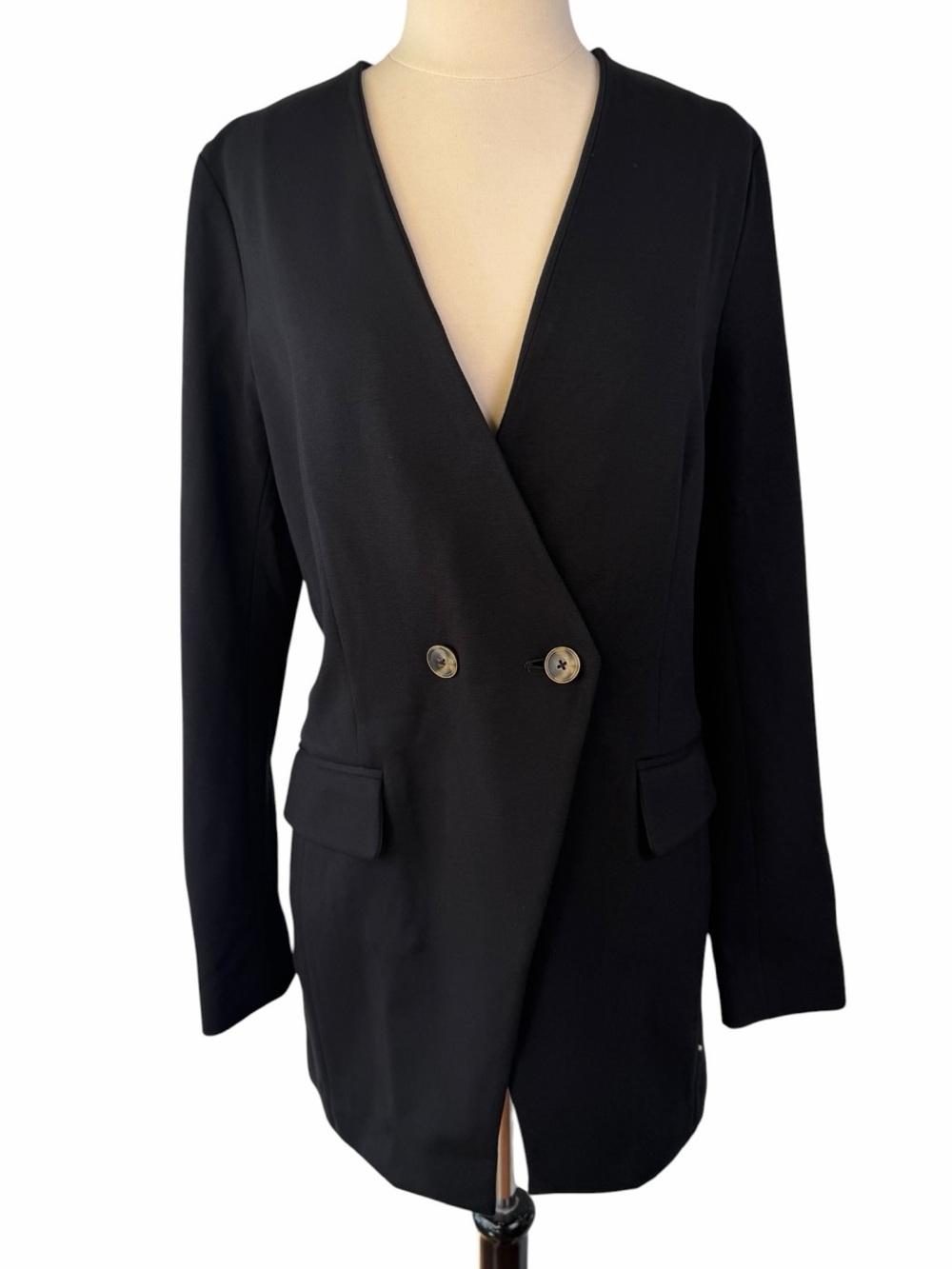 PEARL by Lela Rose Ponte Blazer Black Double-Breasted Women's Jacket 8 - Picture 2 of 11